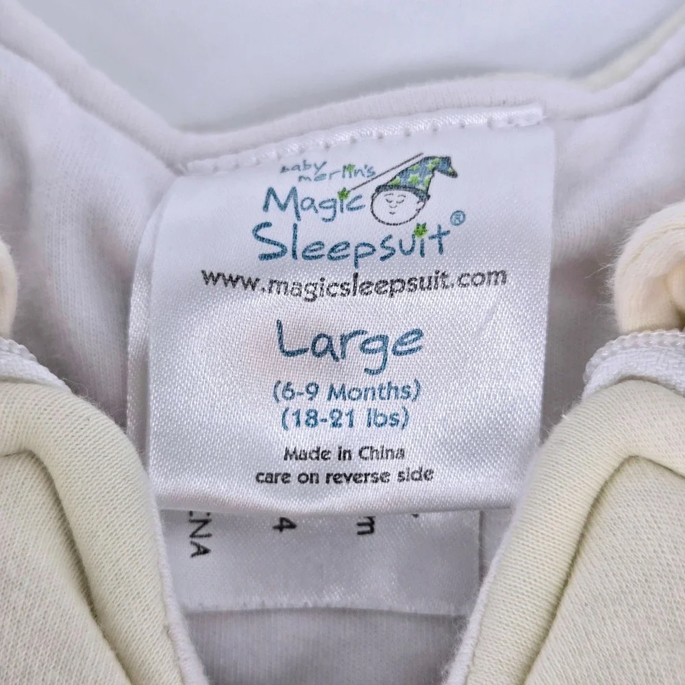Baby Merlin's Magic Sleepsuit Cream Cotton Transition Swaddle Large 6-9 Months